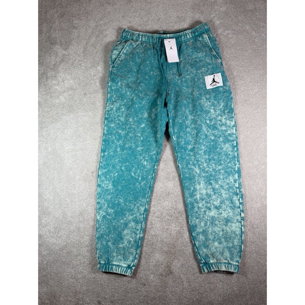 New AIR JORDAN FLIGHT Teal Acid Wash Jogger Fleece Sweatpants Men's Large Nsw